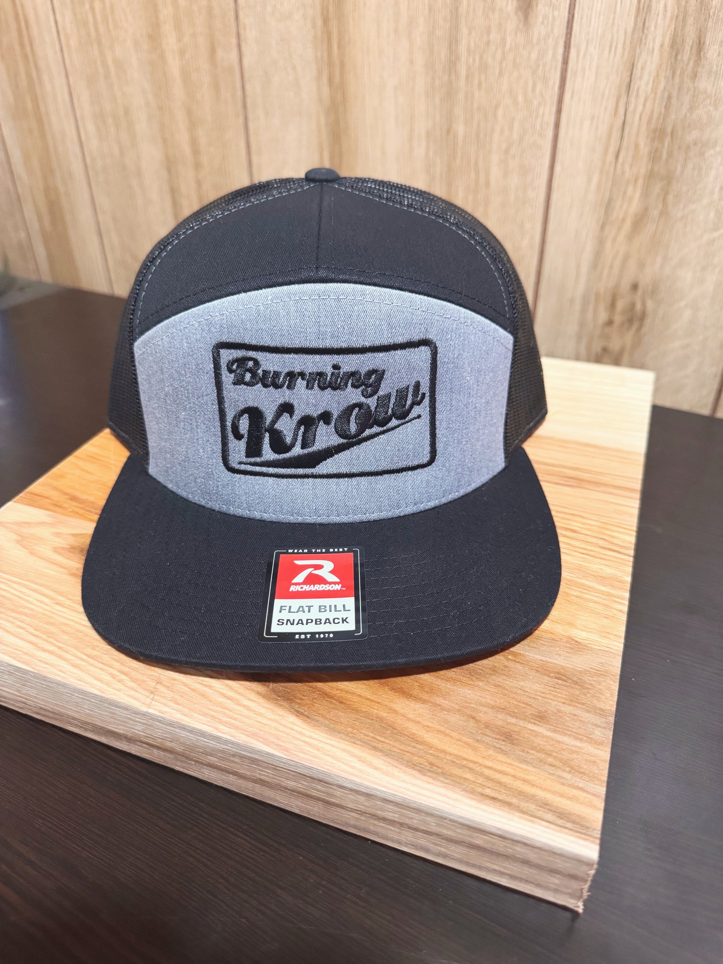 Burning Krow Black & Gray Logo 2 Flat Bill