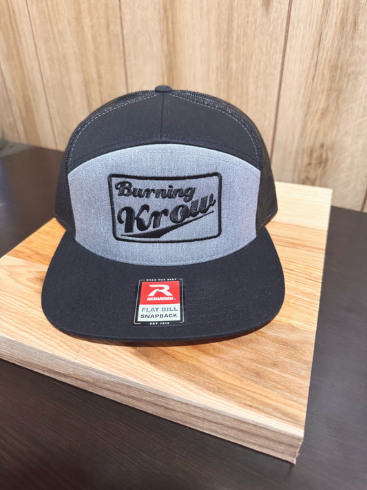Burning Krow Black & Gray Logo 2 Flat Bill