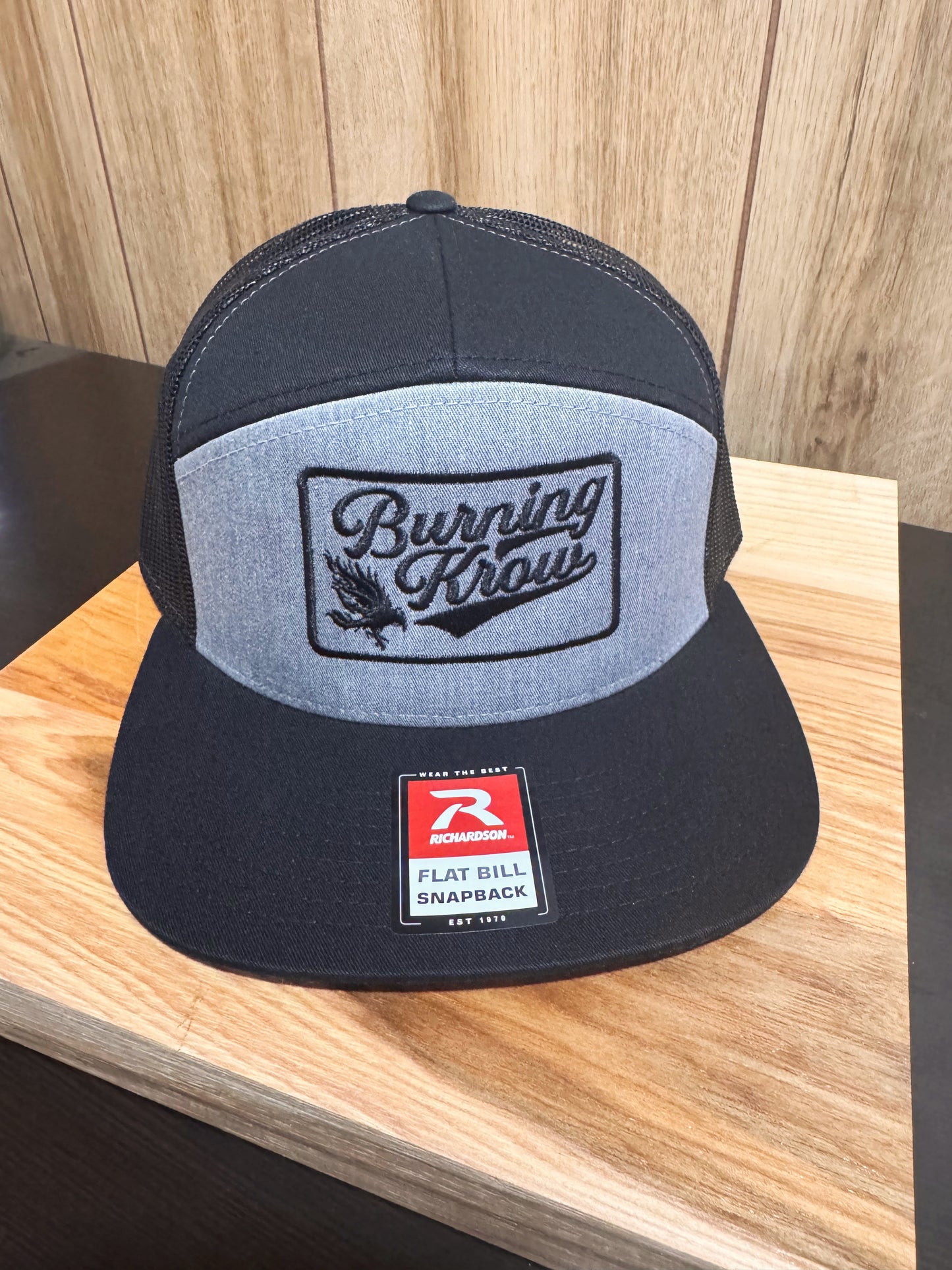 Burning Krow Black & Gray Logo 3 Flat Bill