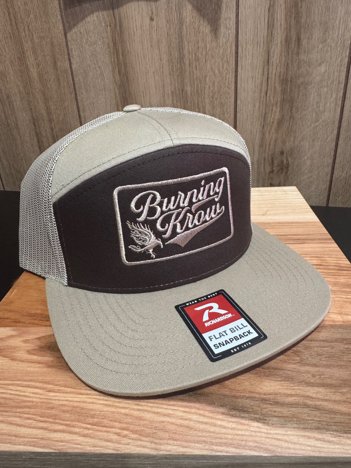 Burning Krow Brown & Khaki OG Logo Flat Bill Snapback