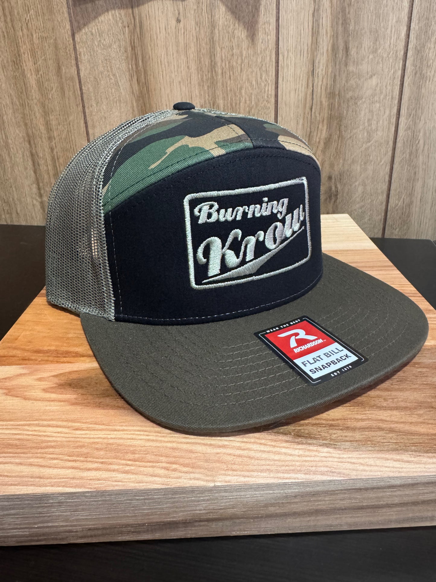 Burning Krow Camo/Black/Green Logo 2 Flat Bill Snapback