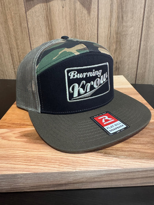 Burning Krow Camo/Black/Green Logo 2 Flat Bill Snapback